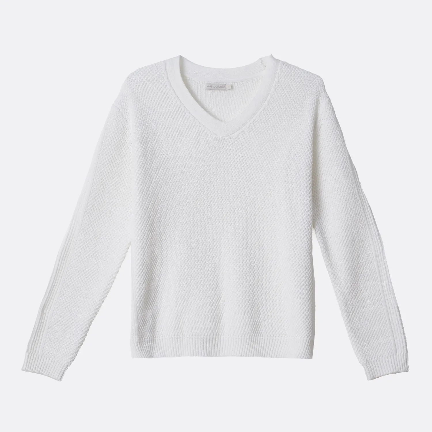 Senatex Baumwollpullover V-Ausschnitt Pullover Cream Bio-GOTS