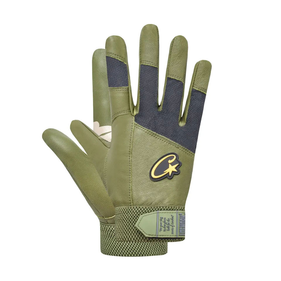 Corteiz Leather Gloves Handschuhe Grün Leder