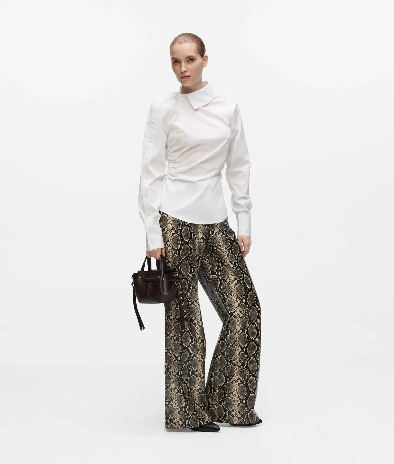 Karl Lagerfeld Asymmetric Button Bluse Raffung Damen