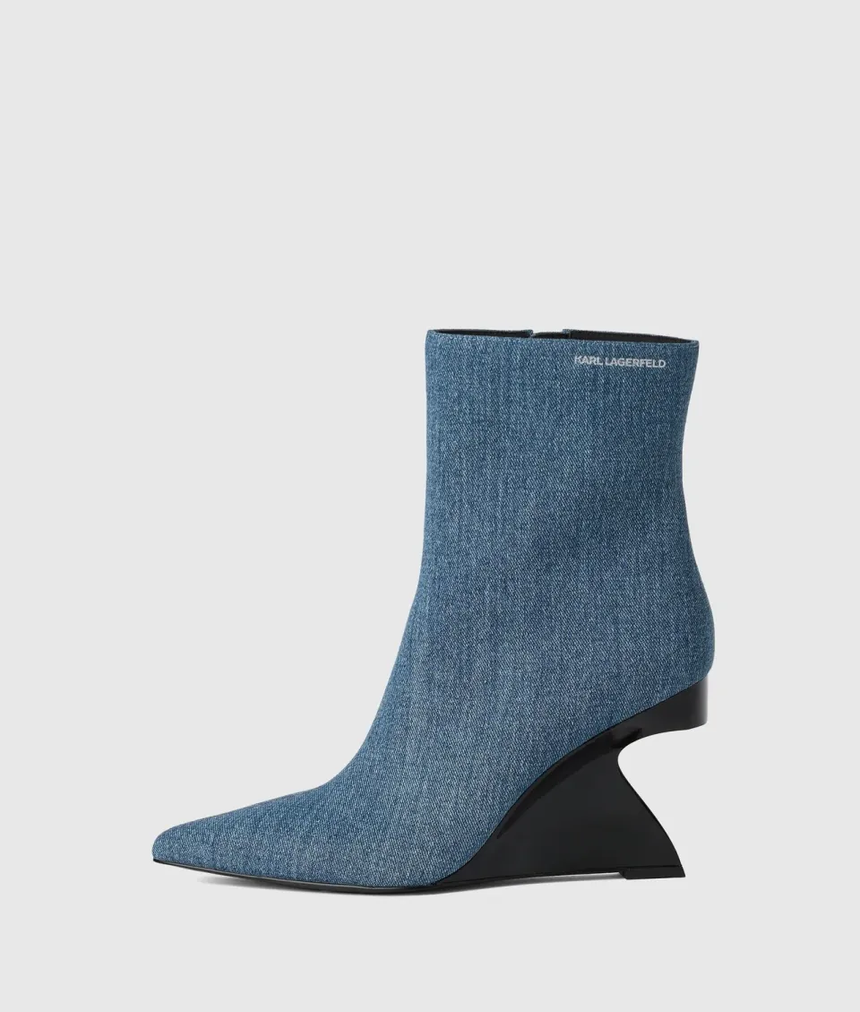 Karl Lagerfeld Waverely Denim Midi Boots Keilabsatz