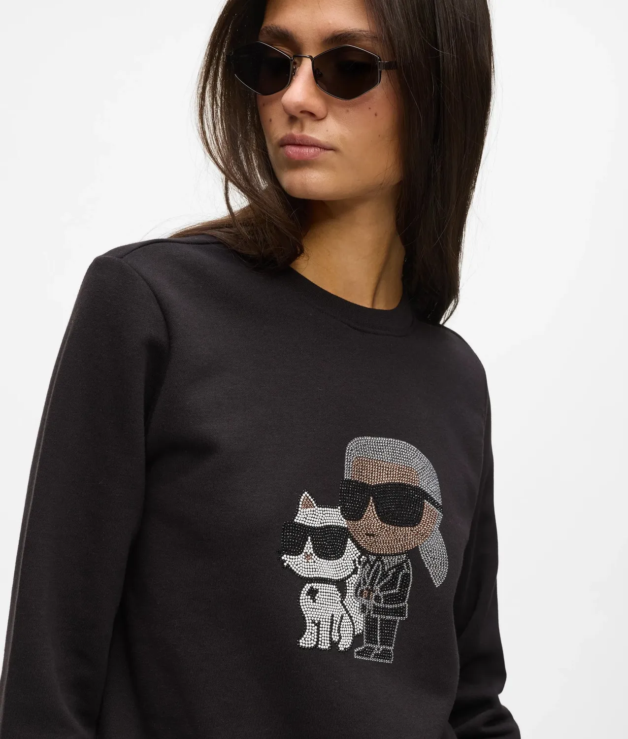 Karl Lagerfeld Ikon Rhinestone Sweatshirt Damen Bio-Baumwolle