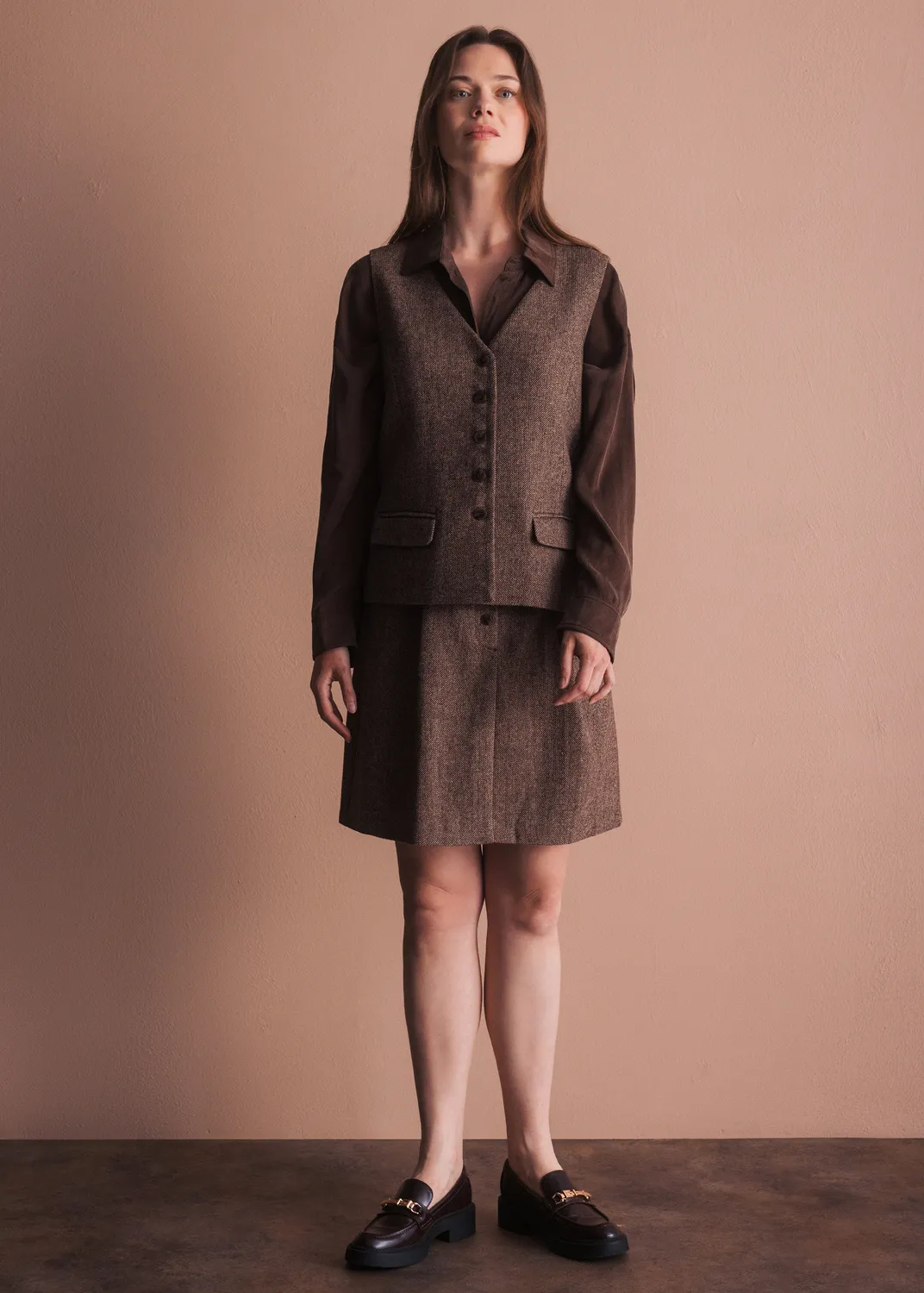 Senatex Weste Donegal Tweed Braun meliert Klassik
