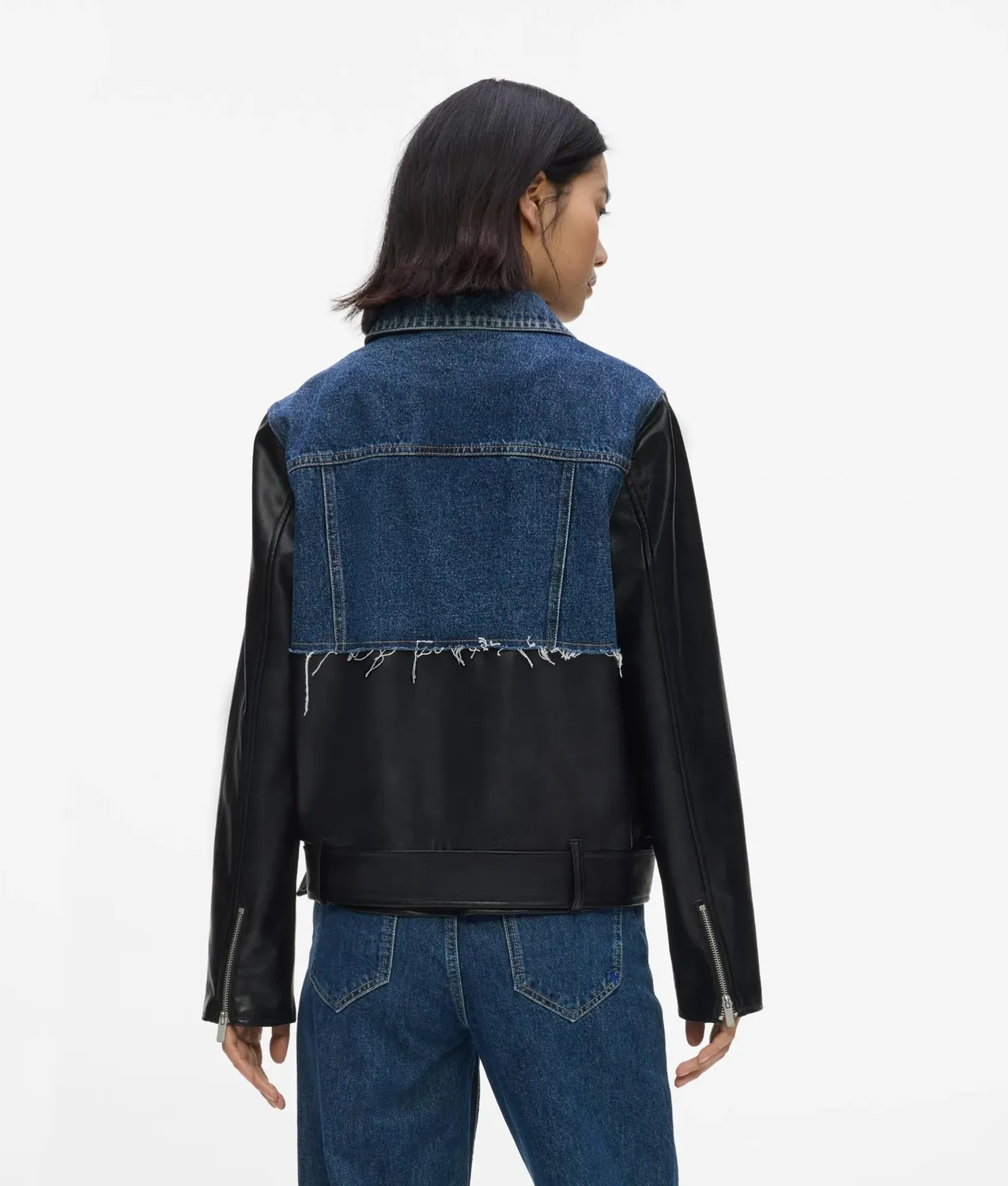 Karl Lagerfeld KL Jeans Denim Jacke Kunstleder Mix