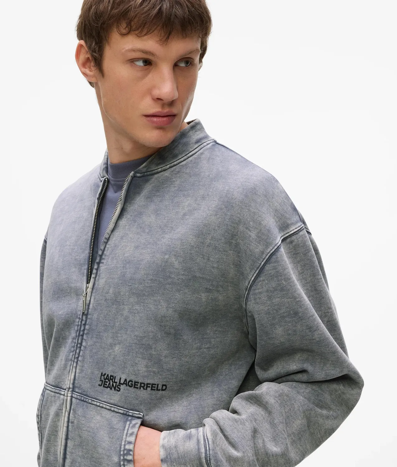 Karl Lagerfeld KL Jeans Washed Zip-Up Sweatshirt Herren