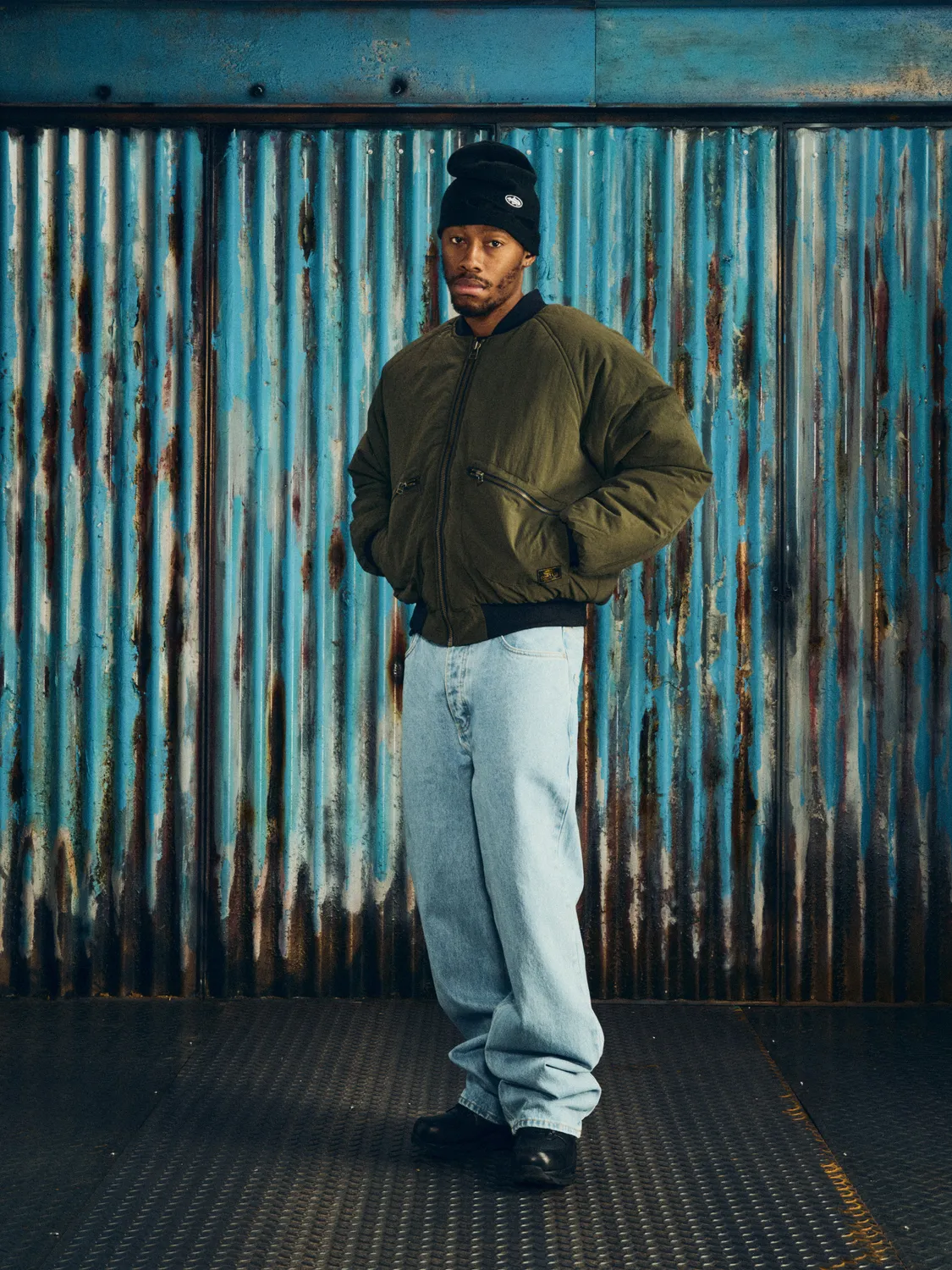 Corteiz Guerillaz Heavy Duty Bomber Olive Nylon