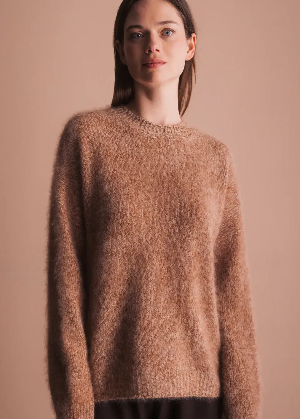 Senatex Rundhals Pullover Hazelnut reine Merinowolle