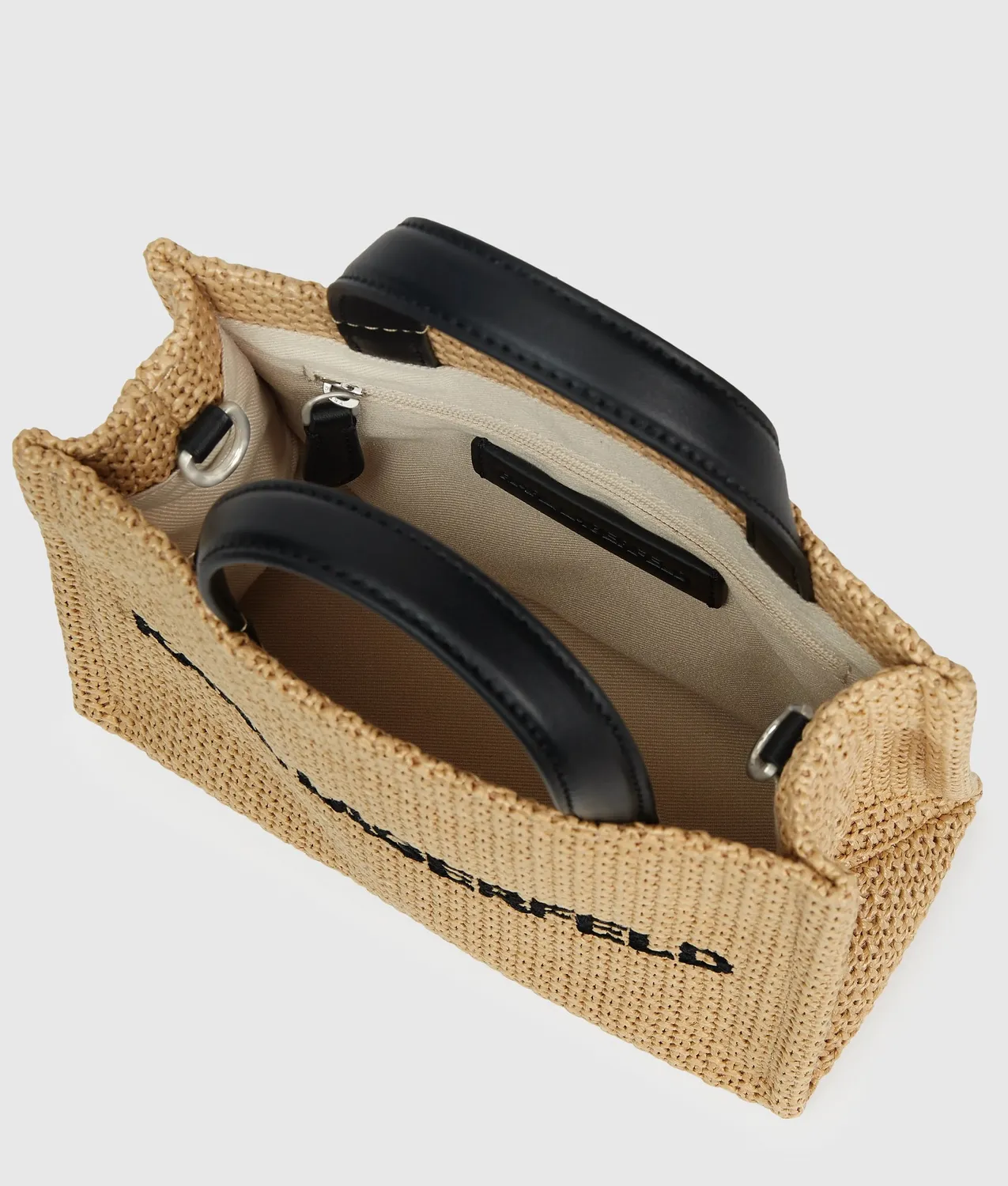 Karl Lagerfeld Logo Strandtasche geflochten eckig