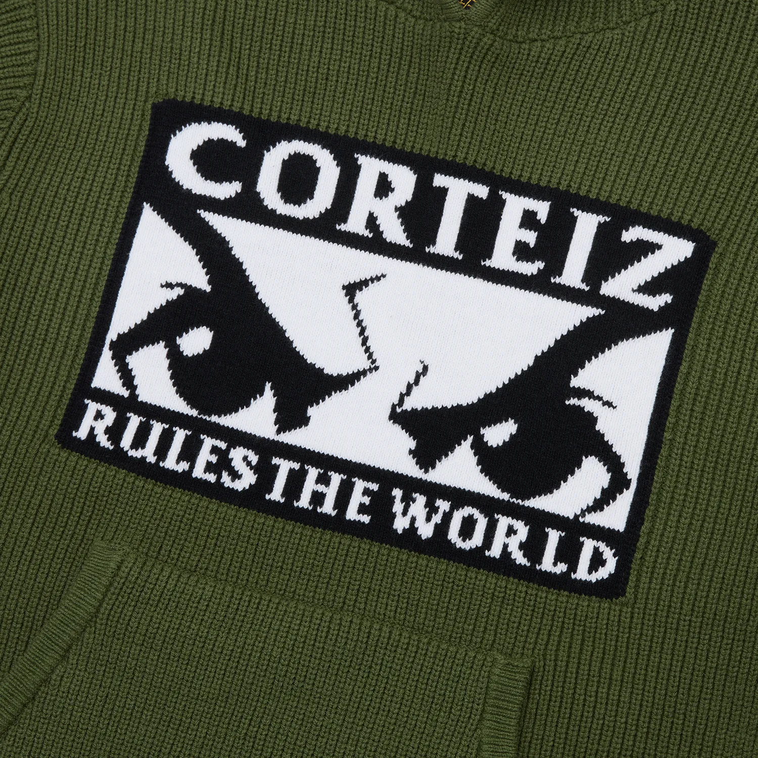 Corteiz Huey Knit Hoodie Strickhoodie Olive Jacquard