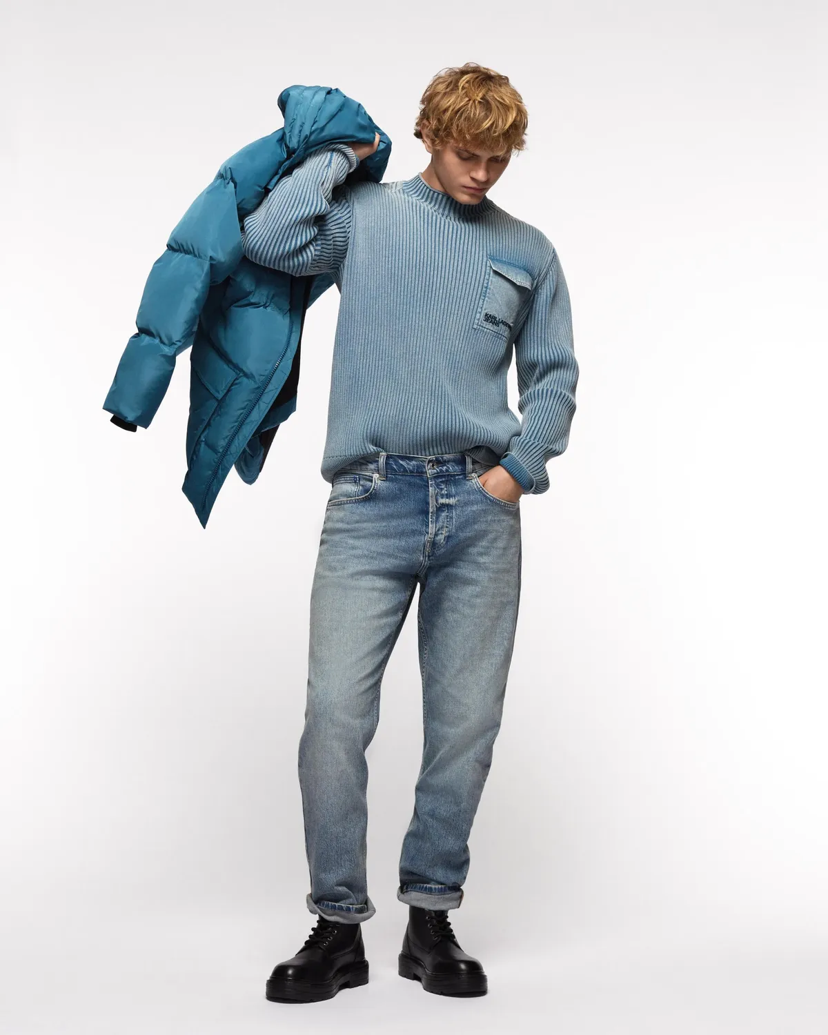 Karl Lagerfeld KL Jeans Tapered Jeans Vintage-Waschung blau