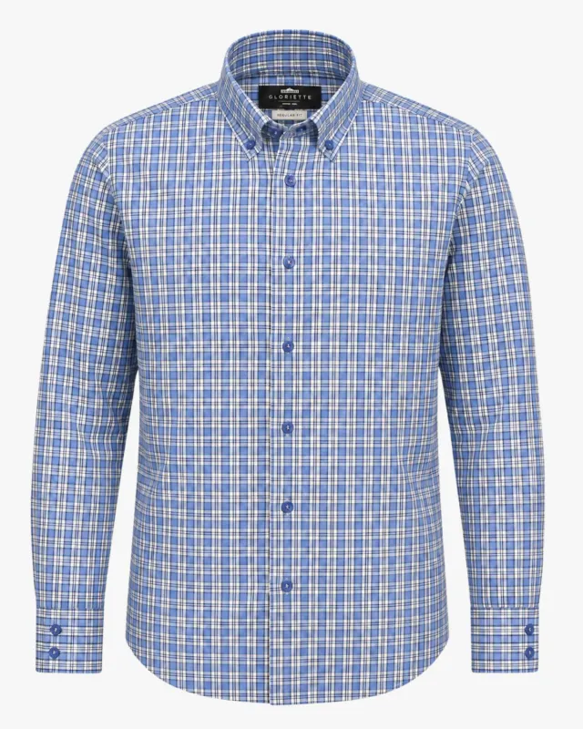 Gloriette Button-Down Karohemd Blau Regular Fit Kariert