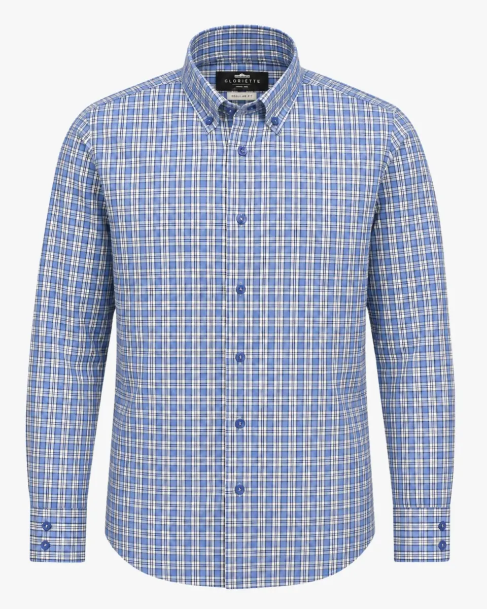 Gloriette Button-Down Karohemd Blau Regular Fit Kariert
