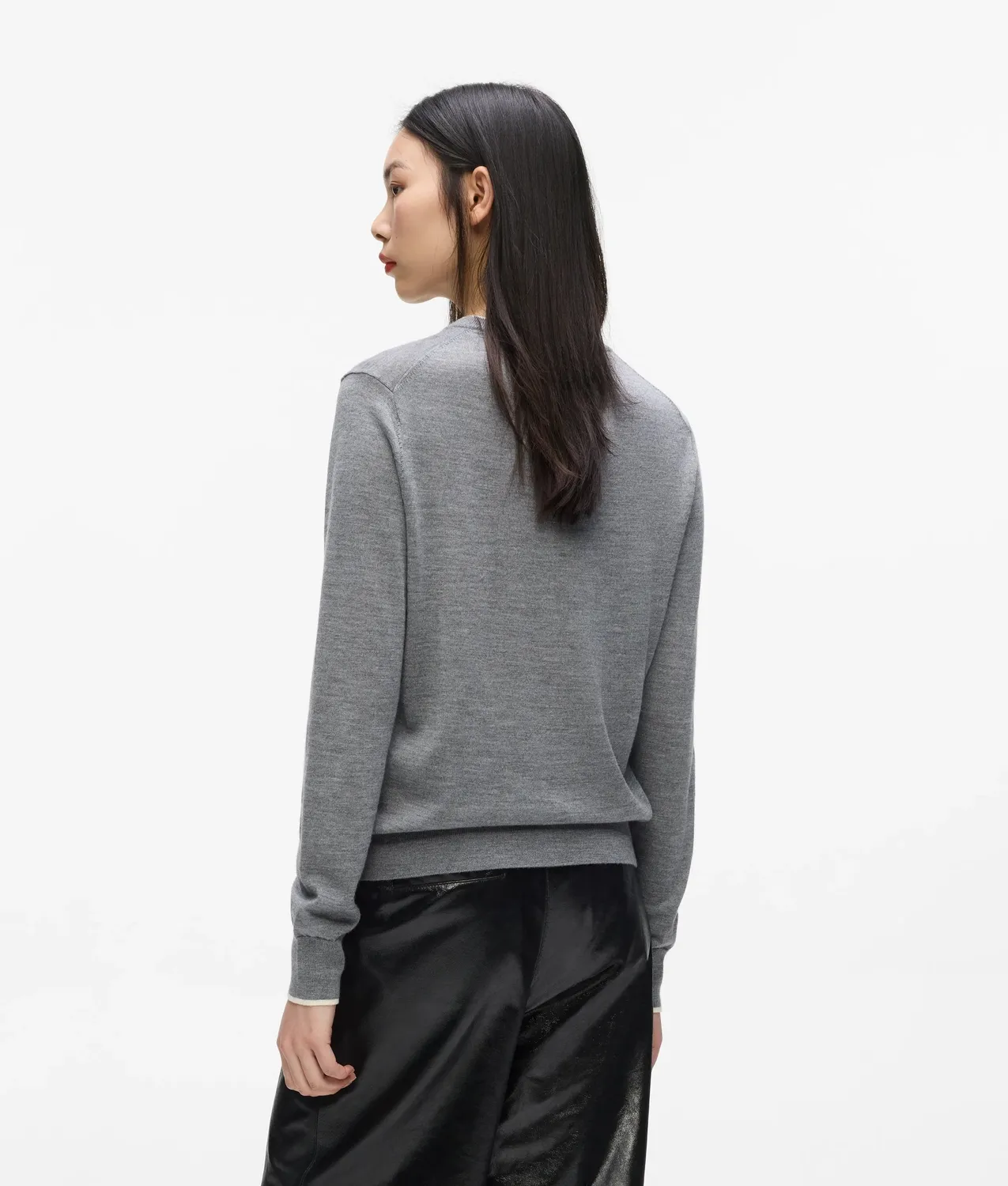 Karl Lagerfeld Merino Crewneck Pullover Wolle Paspel