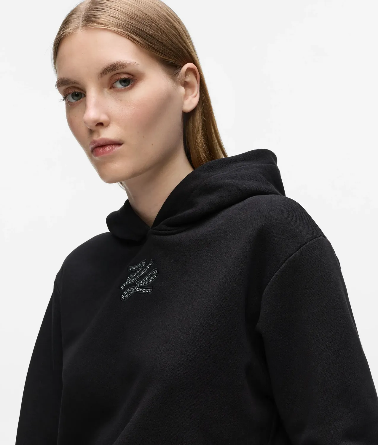 Karl Lagerfeld Rhinestone Autograph Hoodie Strass