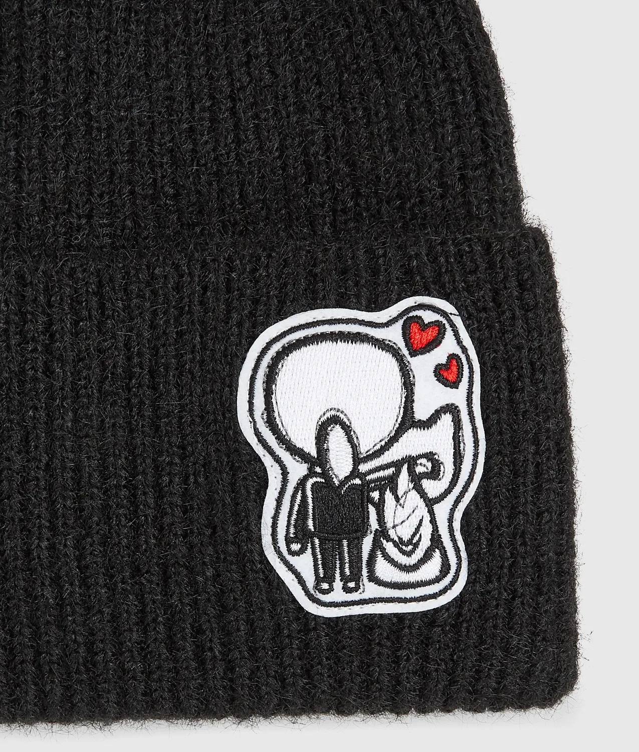 Karl Lagerfeld Ikon Patch Beanie Strick Schwarz