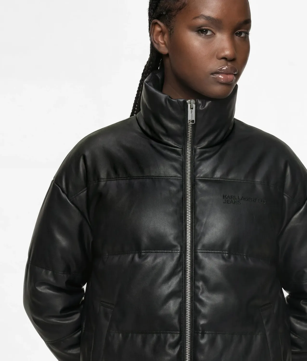 Karl Lagerfeld KL Jeans Faux-Leder Pufferjacke cropped