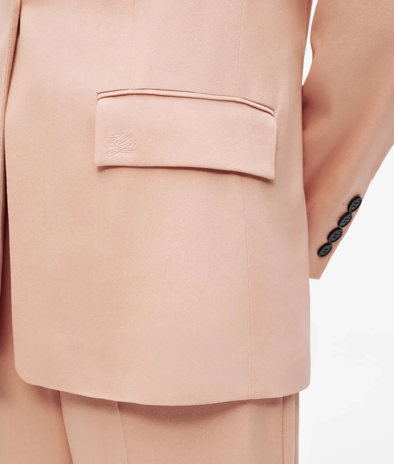 Karl Lagerfeld Satin-Blend Blazer einreihig Viskose