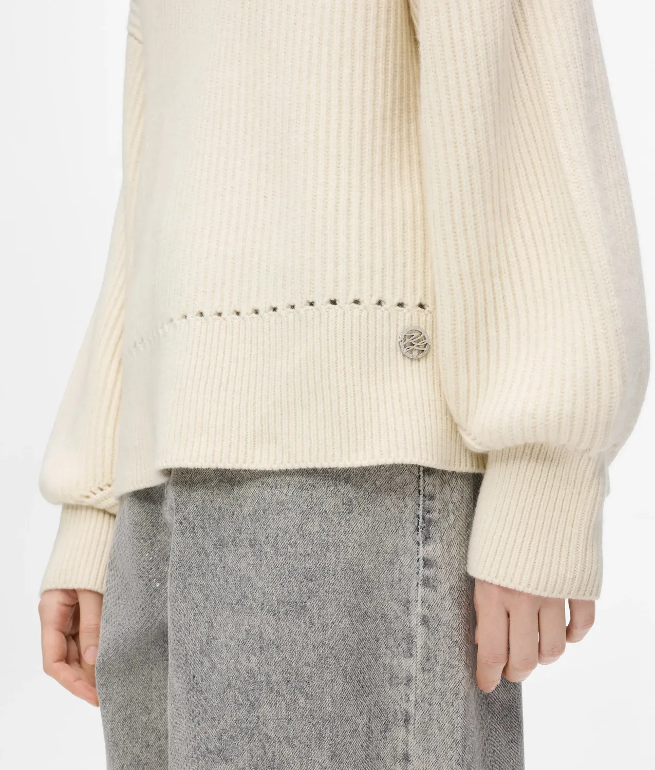 Karl Lagerfeld V-Neck Pullover Wolle weiter Kragen Damen