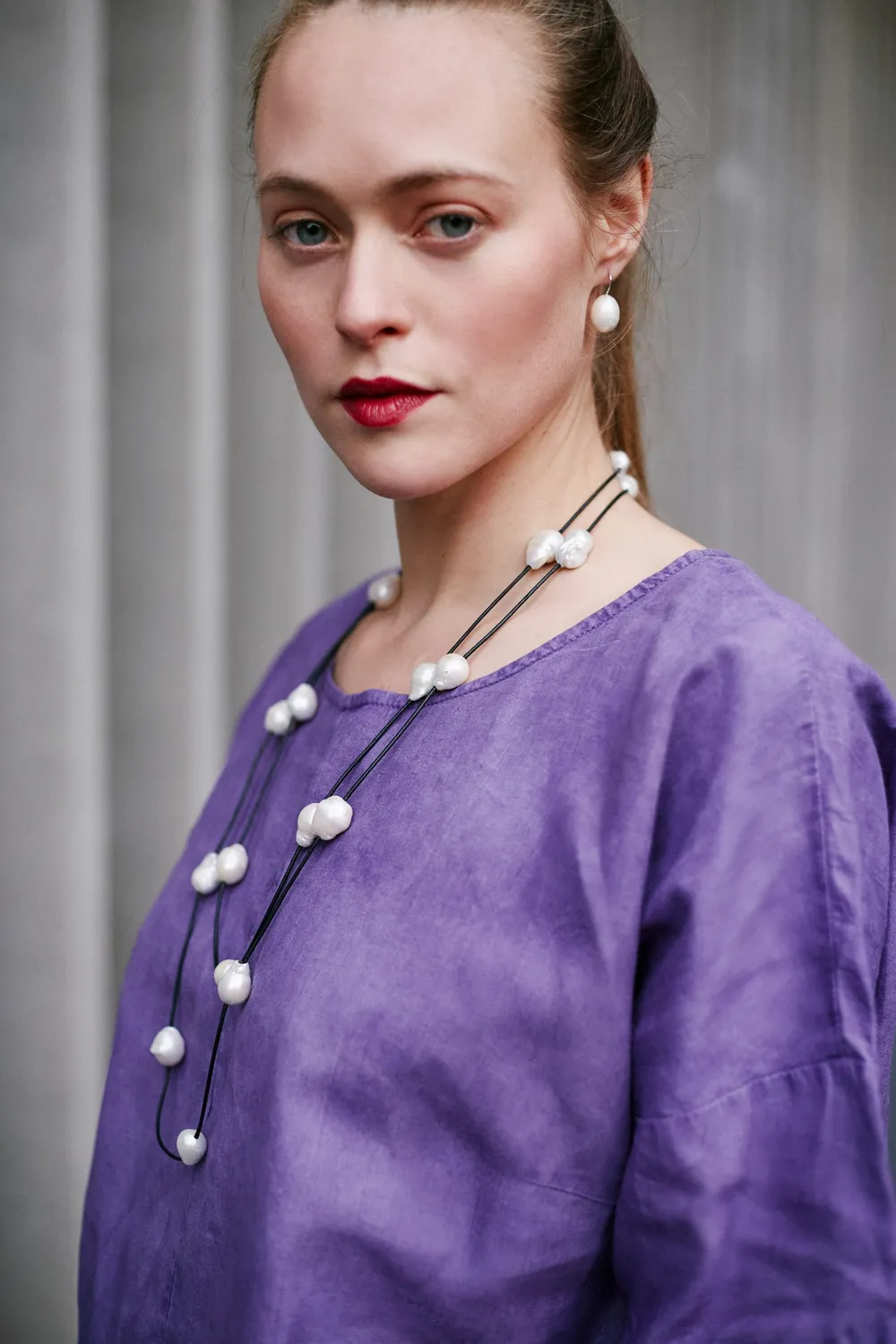 isarti Tinta Shirt Holunder Leinen Boxy Einzelstück