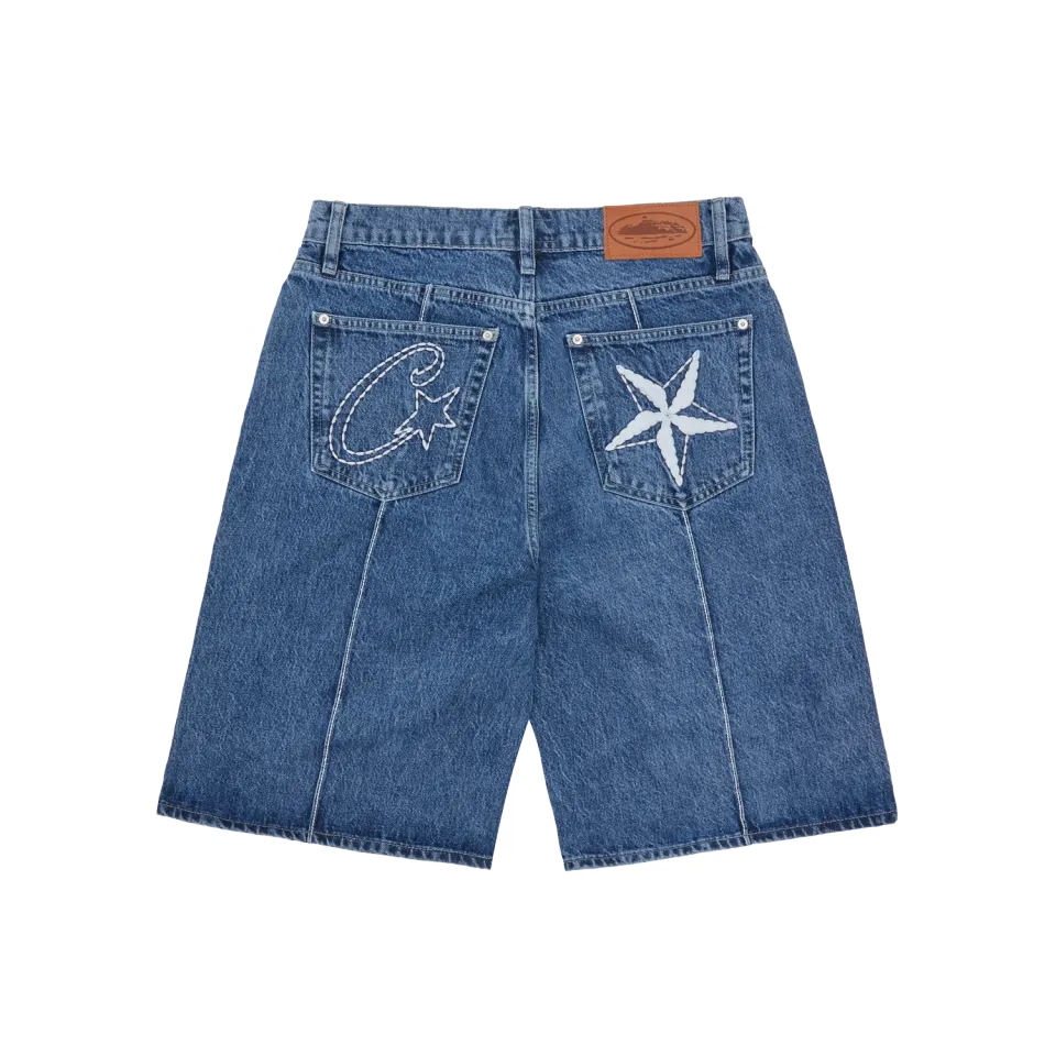 Corteiz C-Star Denim Shorts Midwash Baggy
