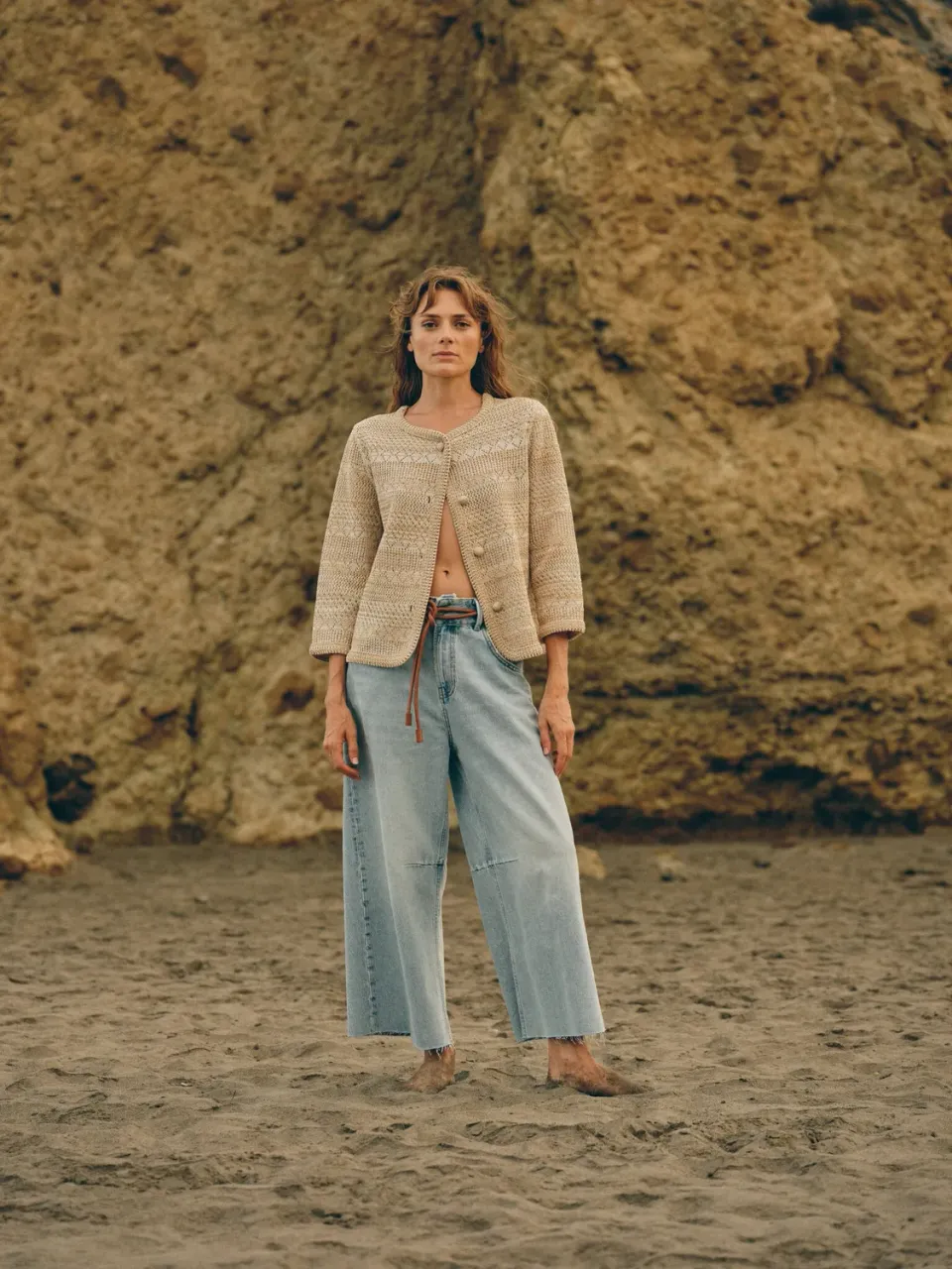 Mos Mosh MMSweet Cropped Jeans Hellblau Weites Bein