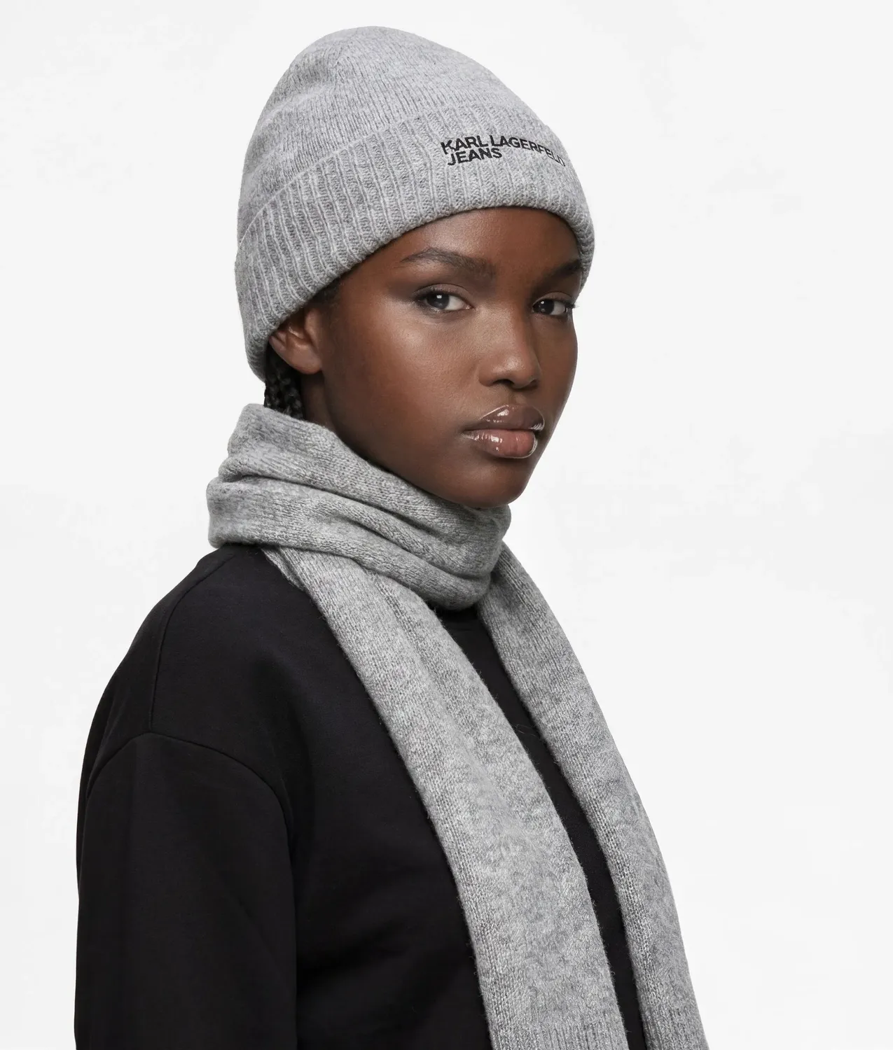 Karl Lagerfeld Jeans Melange Mütze Schal Set One Size