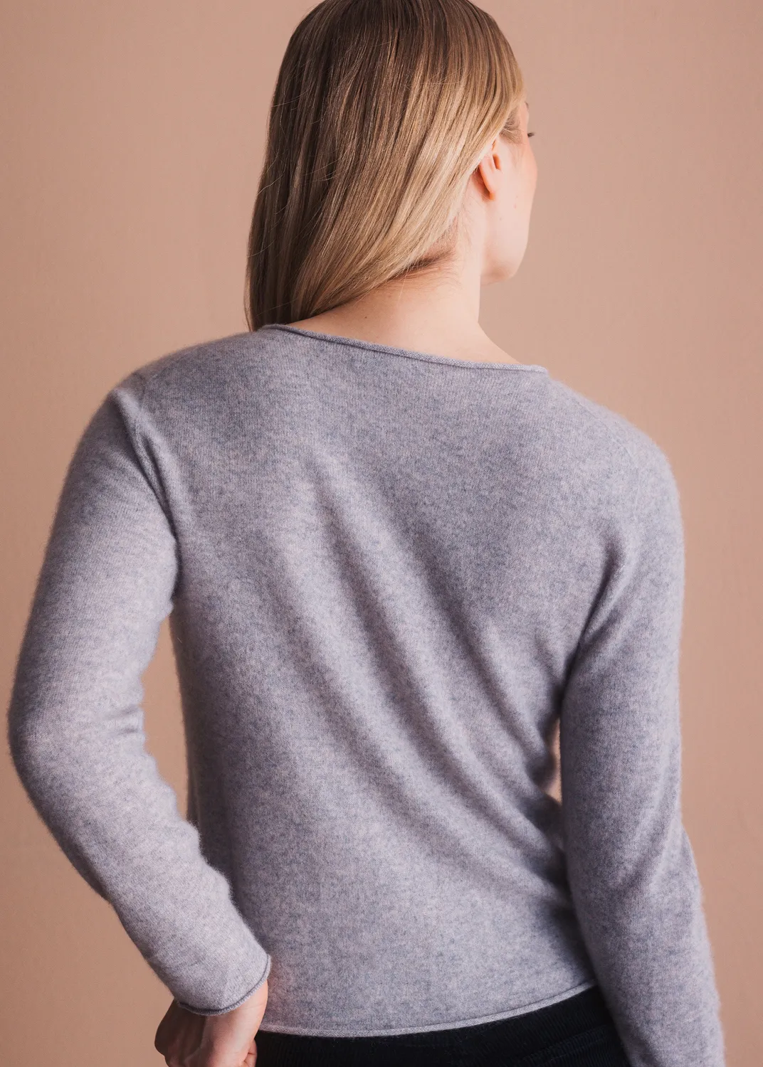 Senatex Strickjacke mit V-Ausschnitt Cardigan Navy Kaschmir