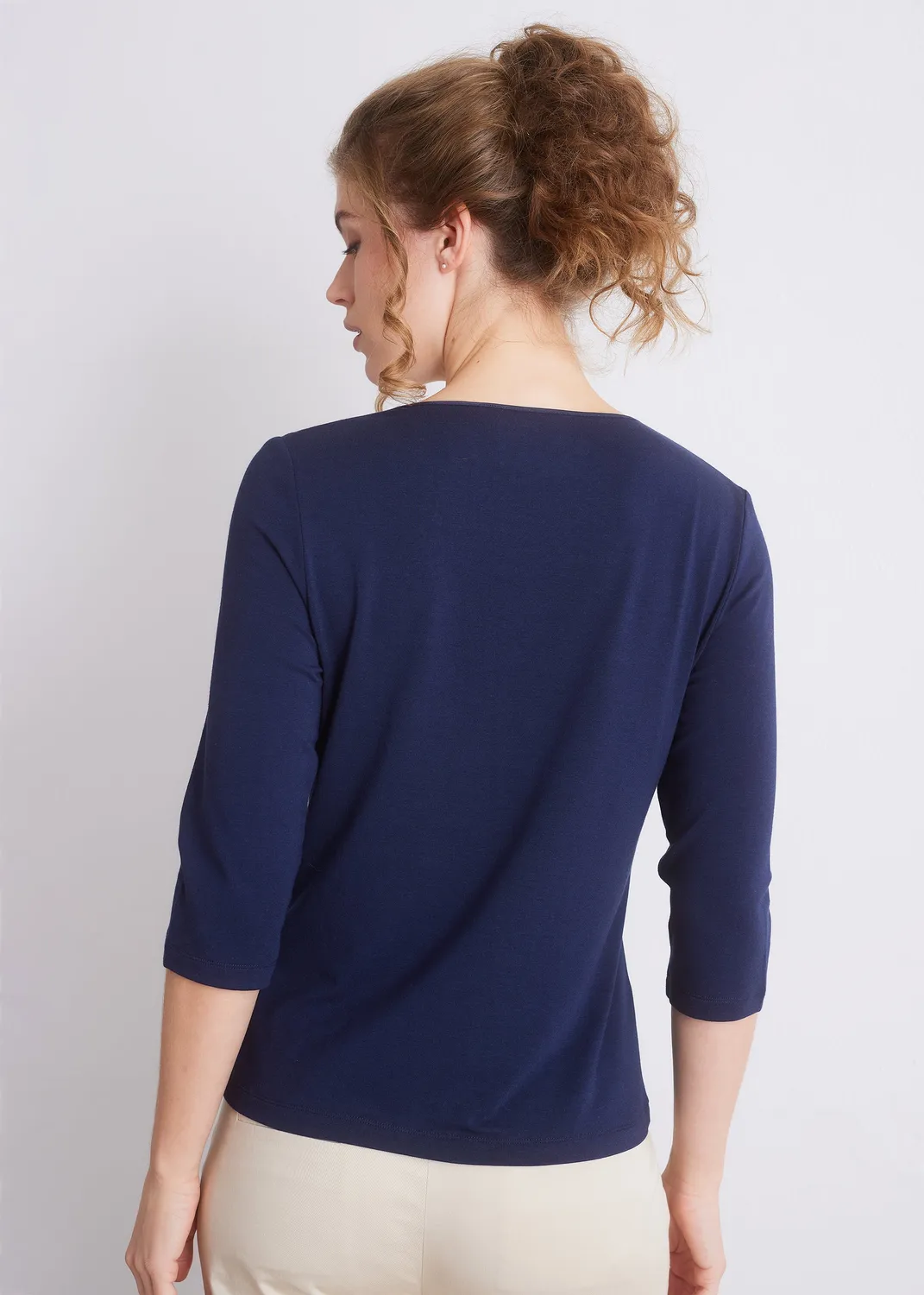 Senatex 3/4-Arm Shirt Off-White Viskose-Baumwolle