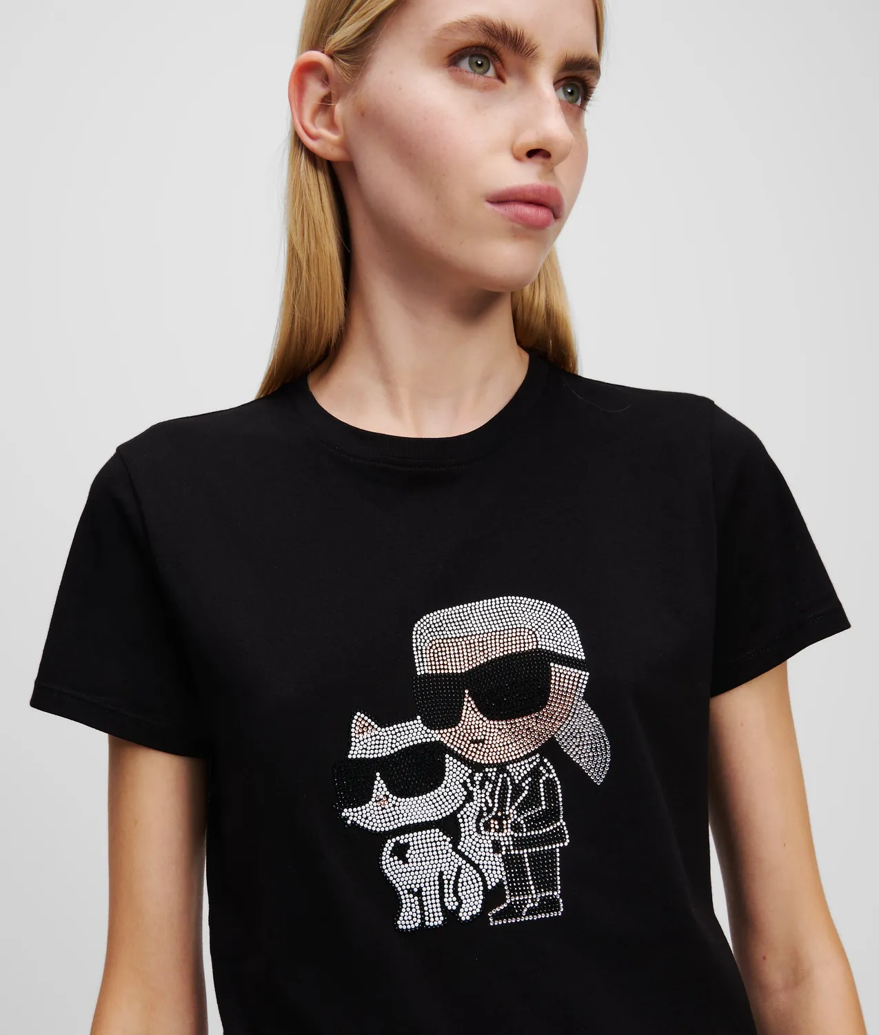 Karl Lagerfeld Ikon Karl Choupette Strass T-Shirt