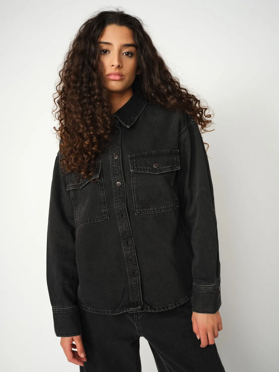Mos Mosh MMHNice Drapy Hemd Black Denim Relaxed