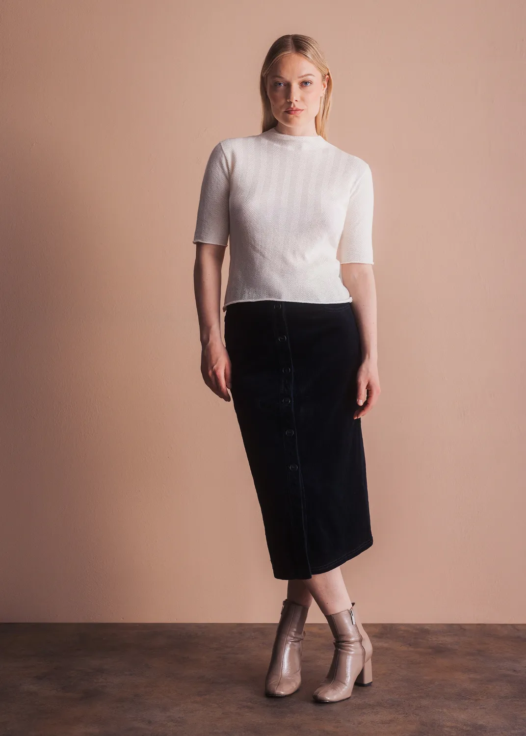 Senatex Strickshirt Fischgrätmuster Basic Cream