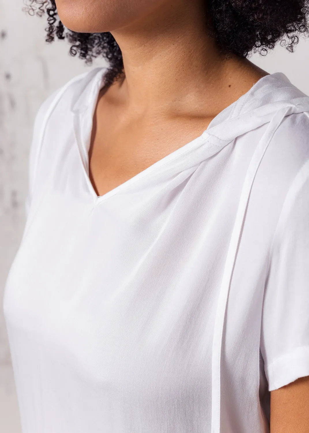 Senatex Kurzarm Hoodie Pullover White dünne Viskose