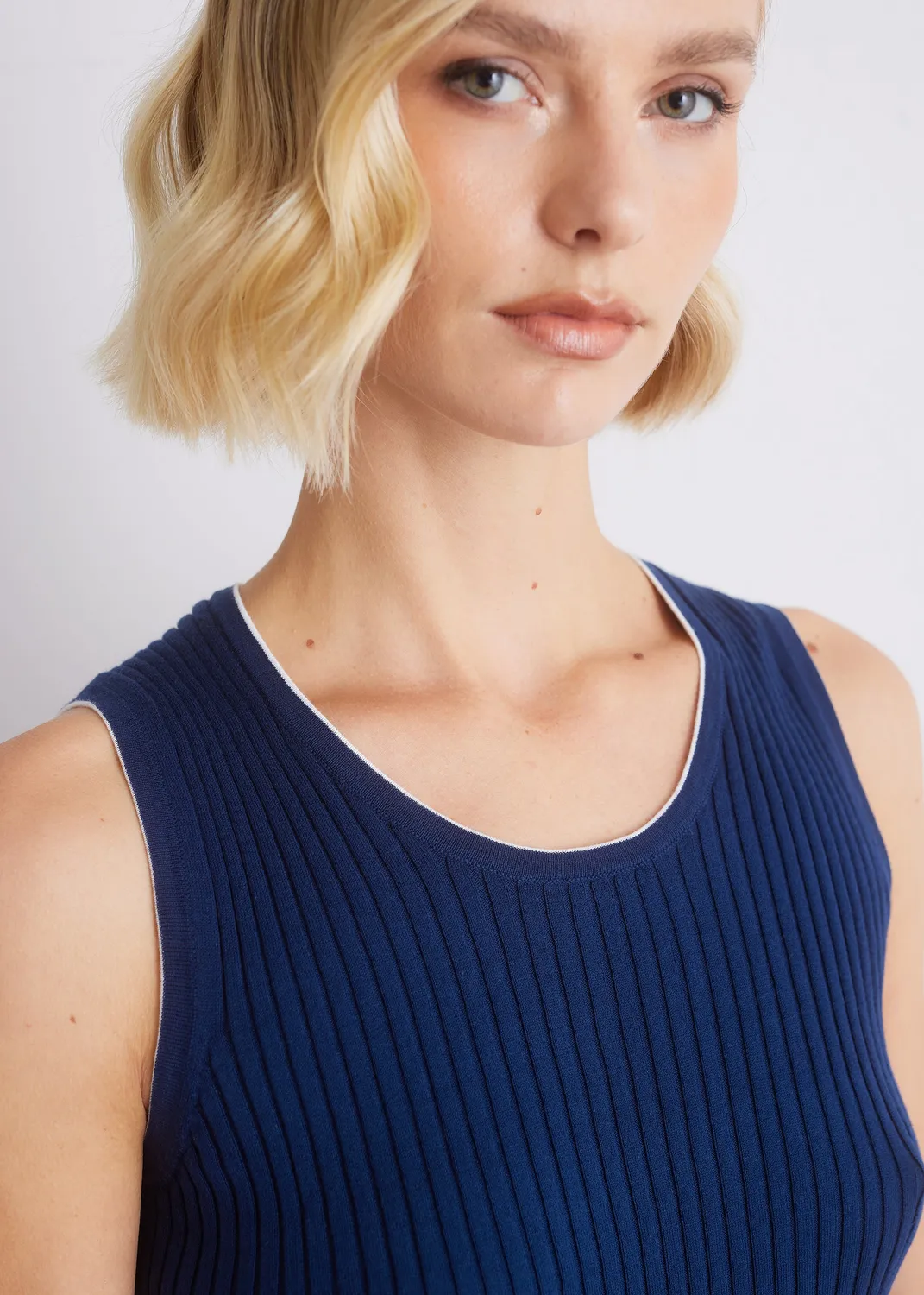 Senatex Rippstrick-Top Indigo Combo GOTS Baumwolle