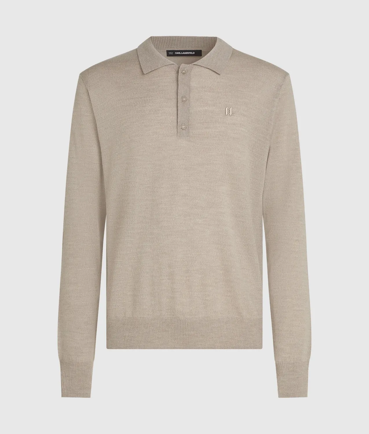 Karl Lagerfeld Merino Polo Langarm Monogramm Größe L