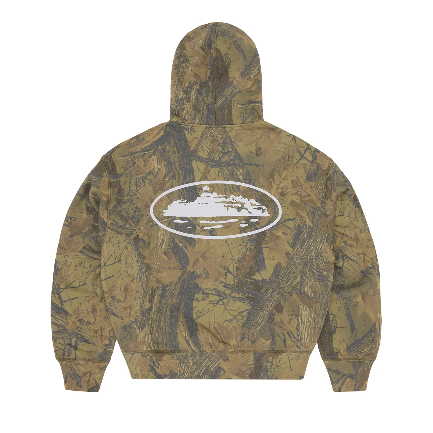 Corteiz Island Puff Print Zip Hoodie Forest Camo