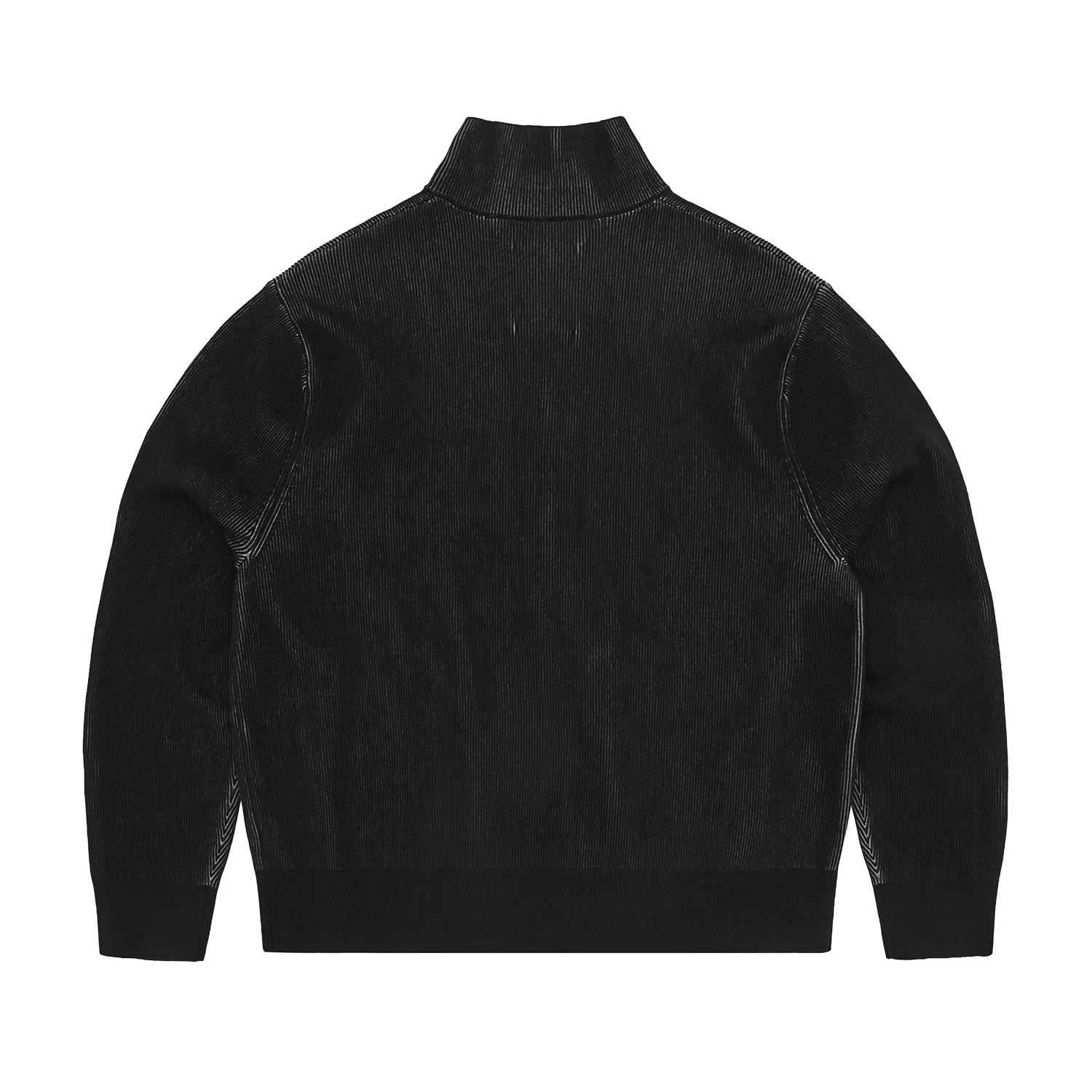 Corteiz 2 Tone Ribbed Knit Zip Up Black Baumwolle