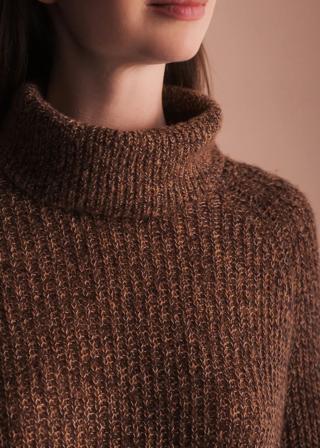 Senatex Rollkragenpullover Kontrastbund Choco Kaschmir-Mix