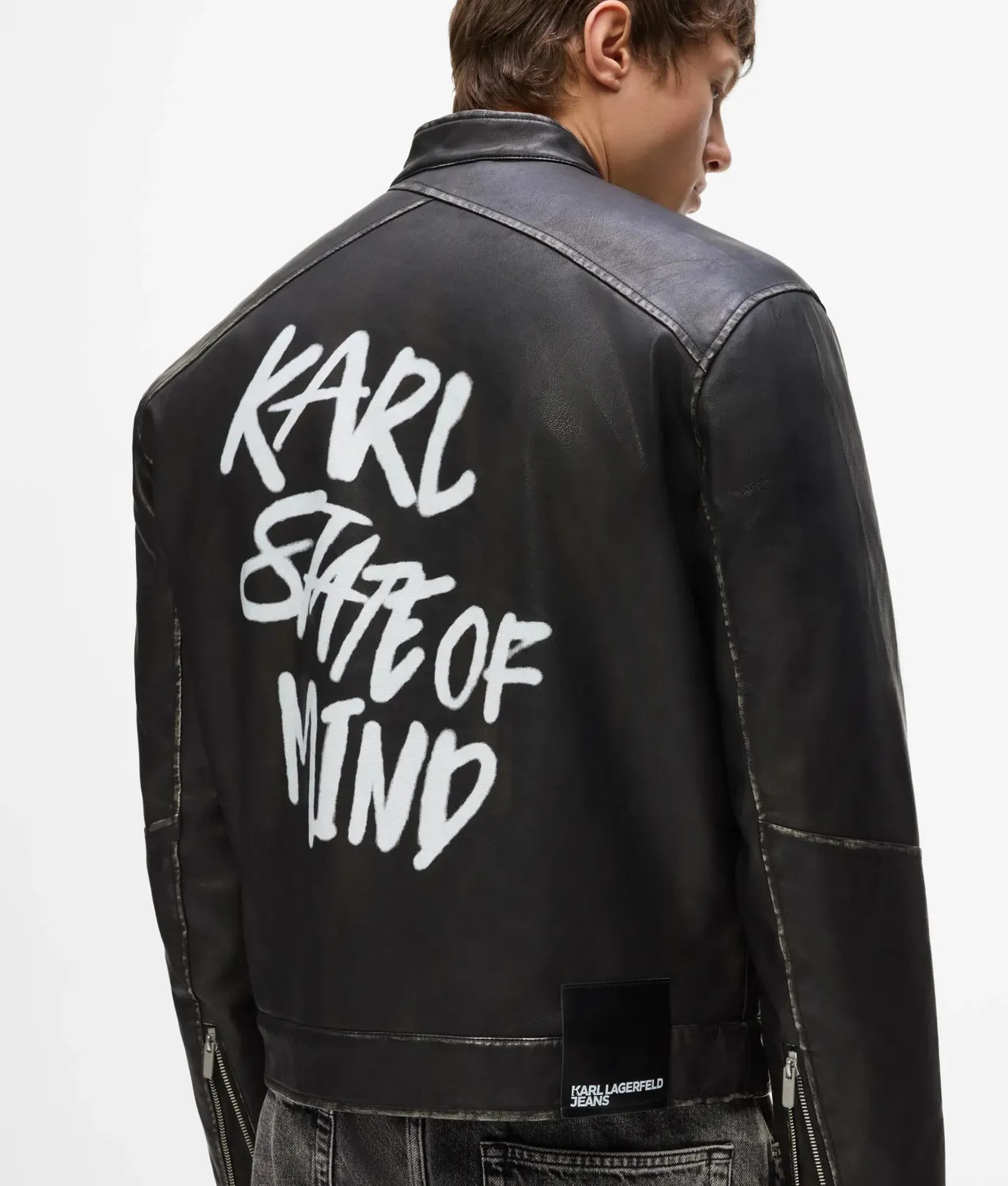 Karl Lagerfeld Karl Quote Bikerjacke Kunstleder Herren