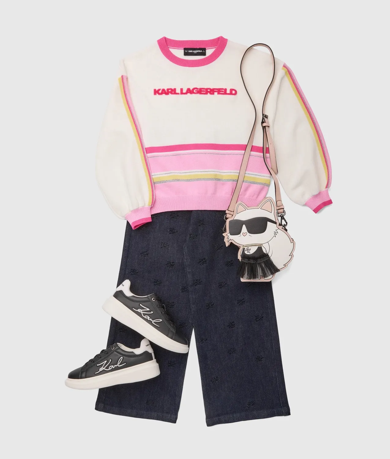 Karl Lagerfeld Girls Logo Striped Pullover gestreift