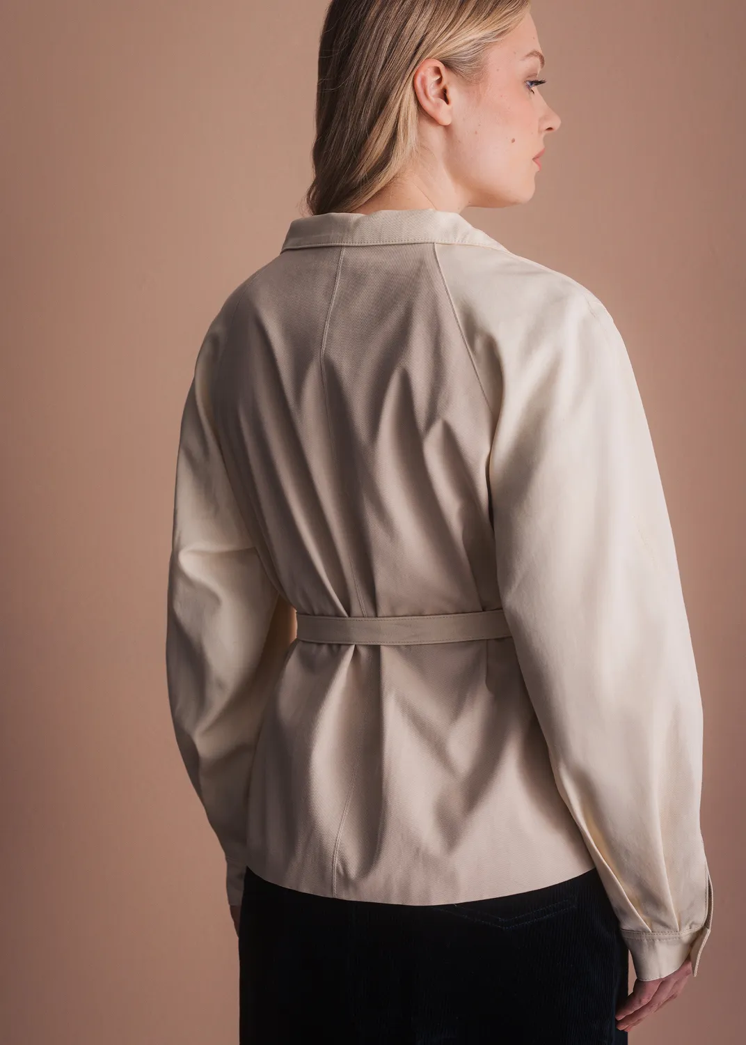 Senatex Bindejacke Lyocell Beige Stehkragen