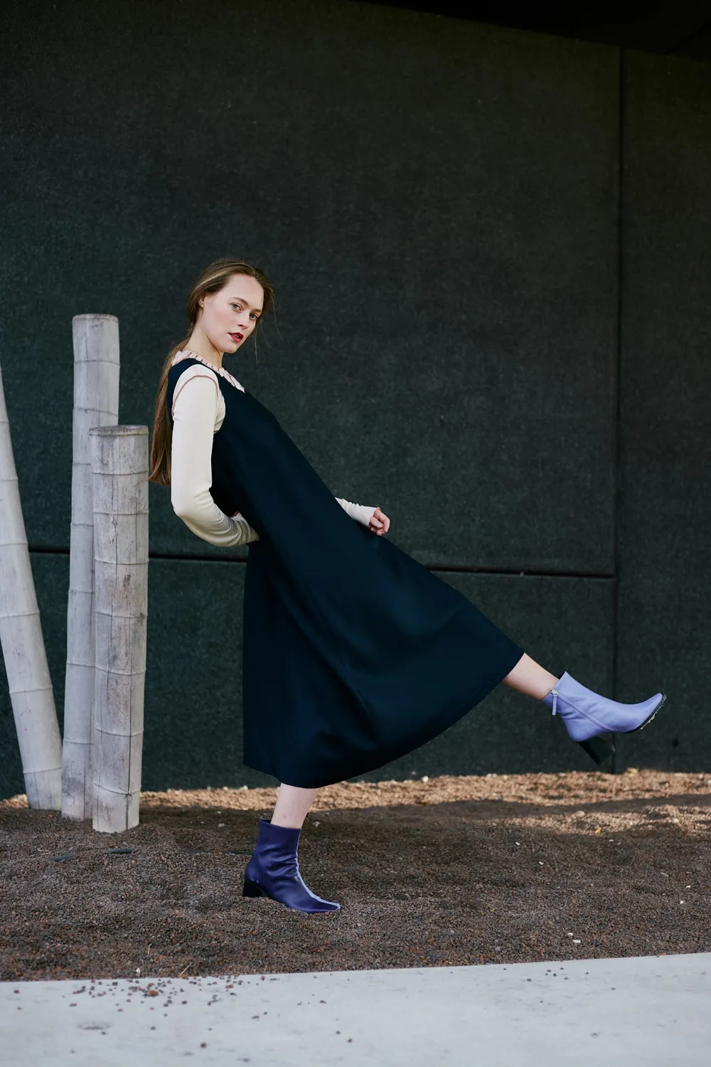 isarti Triangolo Kleid Notte Blu Tencel Refibra