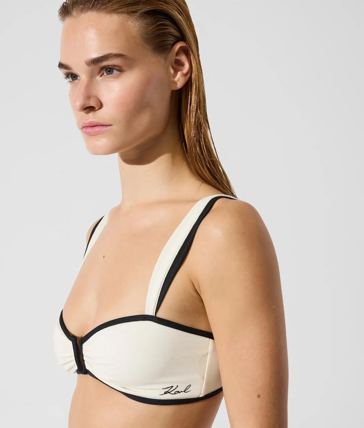 Karl Lagerfeld Signature piped Bandeau Bikini-Oberteil Bügel