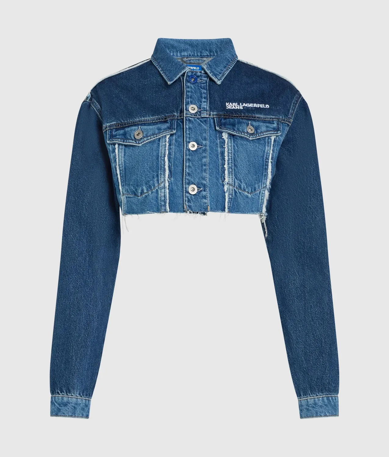 Karl Lagerfeld KL Jeans Blocked Denim Jacke Cropped