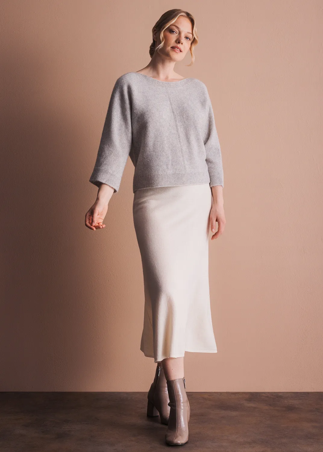Senatex Pullover U-Ausschnitt Hazelnut Wolle Alpaka