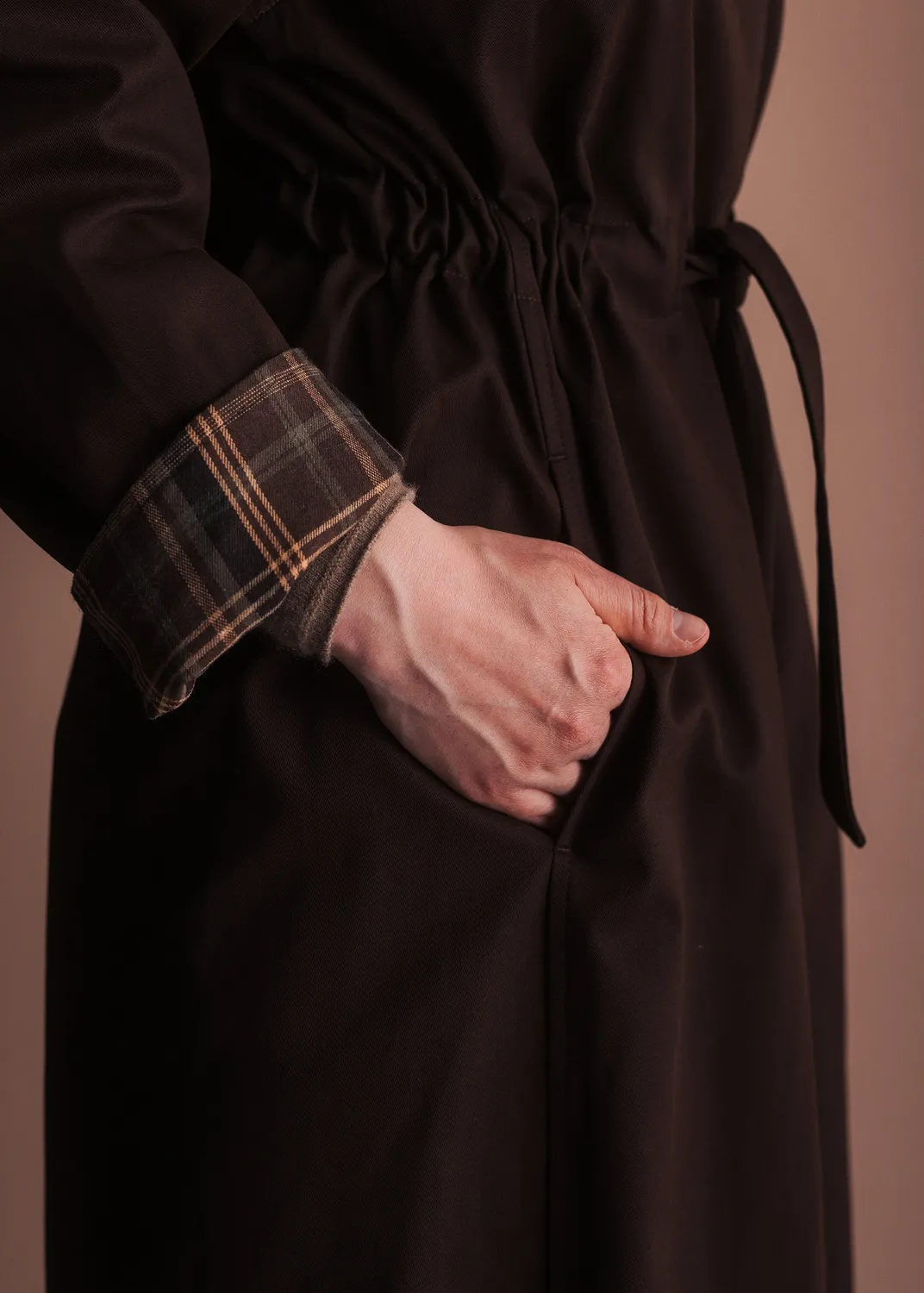 Senatex Trenchcoat mit Kordelzug Dunkelbraun Jacke Choco Bio