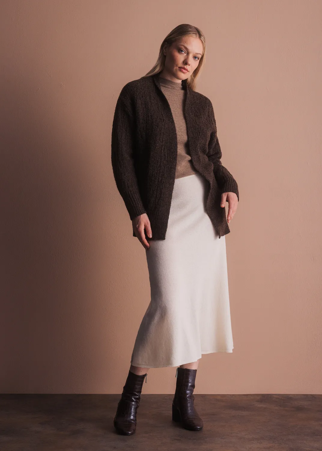 Senatex Strickjacke offen Wolle-Baumwolle Moss Cardigan