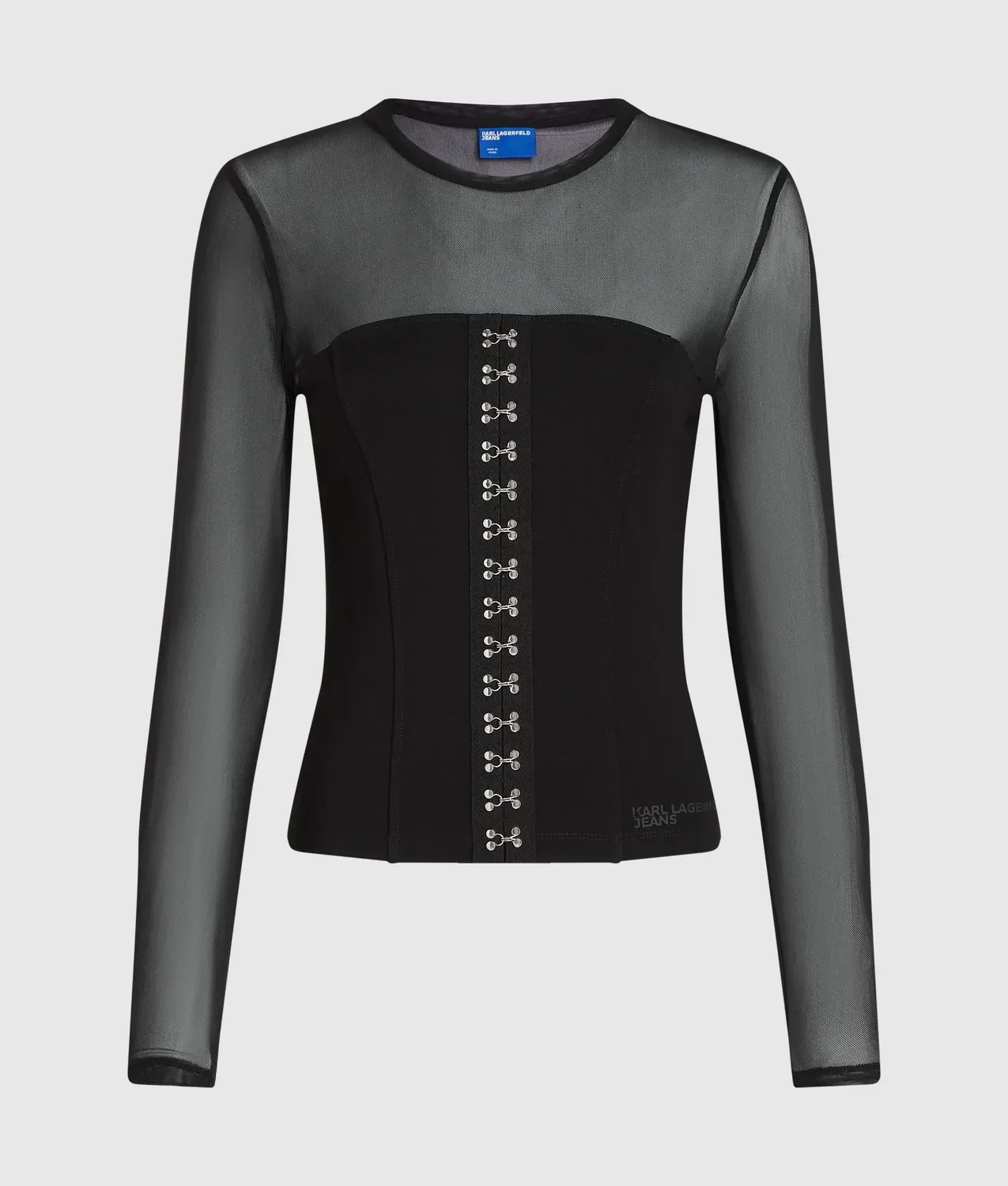 Karl Lagerfeld KL Jeans Mesh Corset Top Langarm