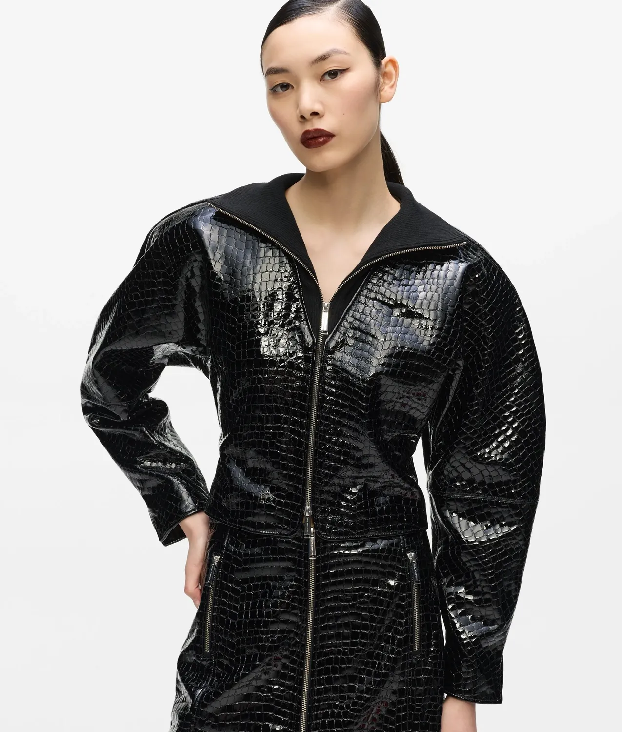 Karl Lagerfeld KL Studio Lederjacke Kroko Lammleder