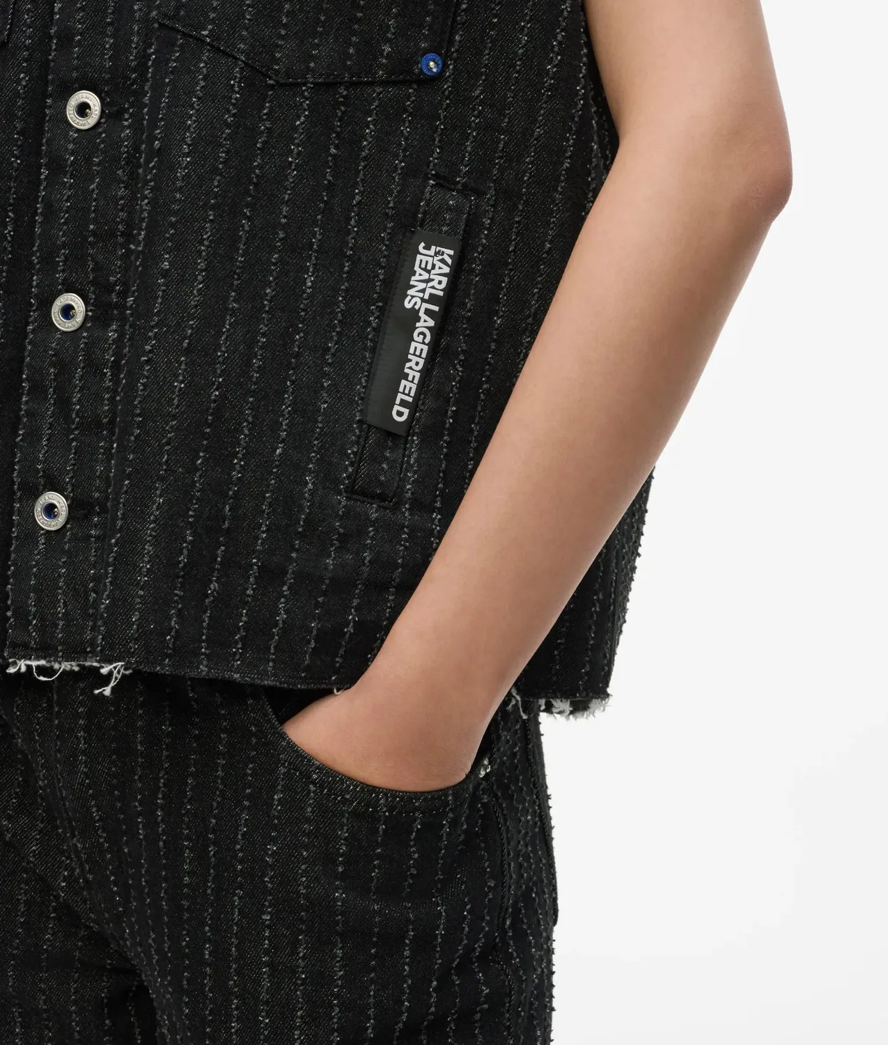 Karl Lagerfeld KL Jeans Pinstripe Jeansweste Denim XS-XL