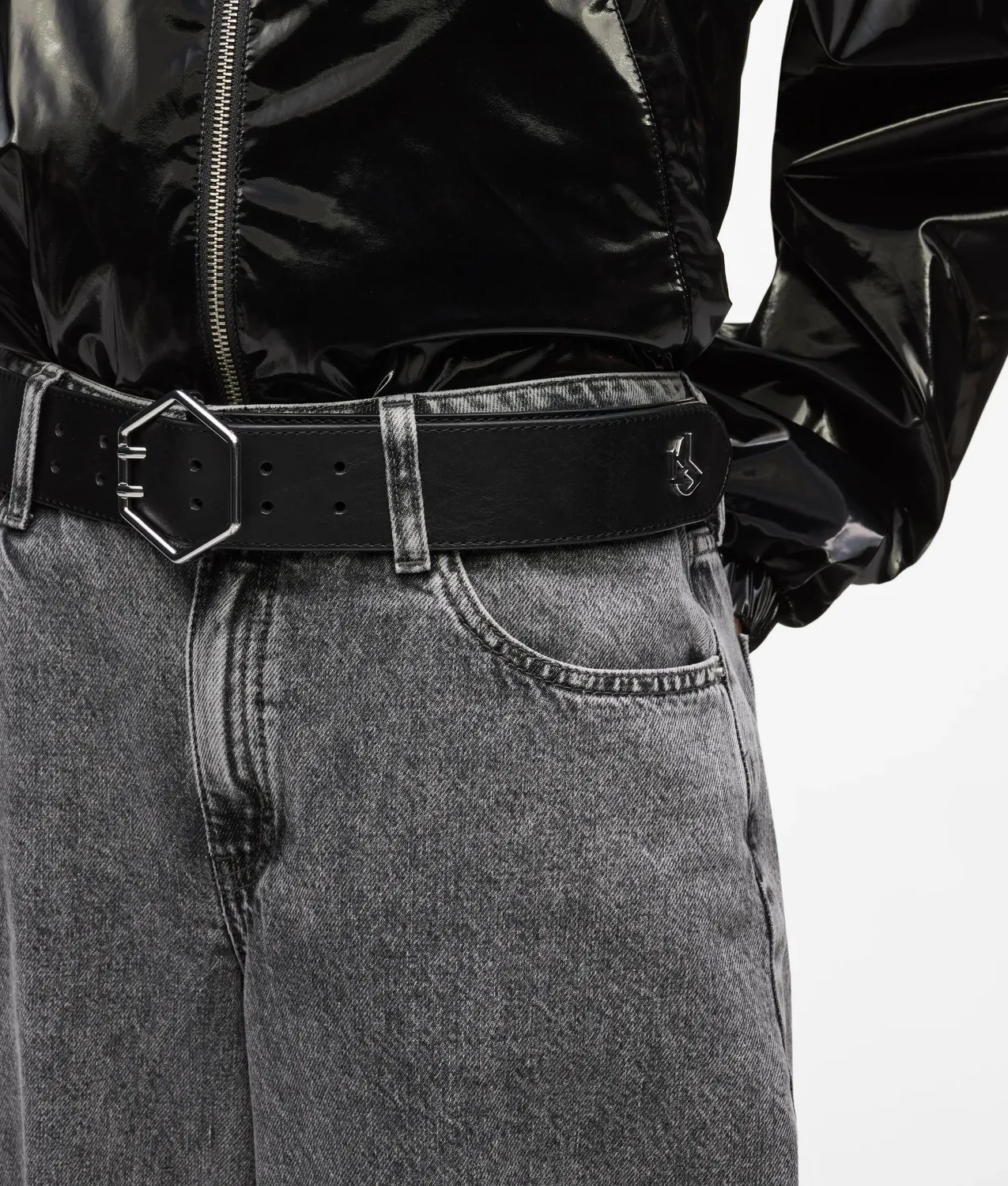 Karl Lagerfeld KL Jeans Hexagonal Leder-Gürtel 65-95