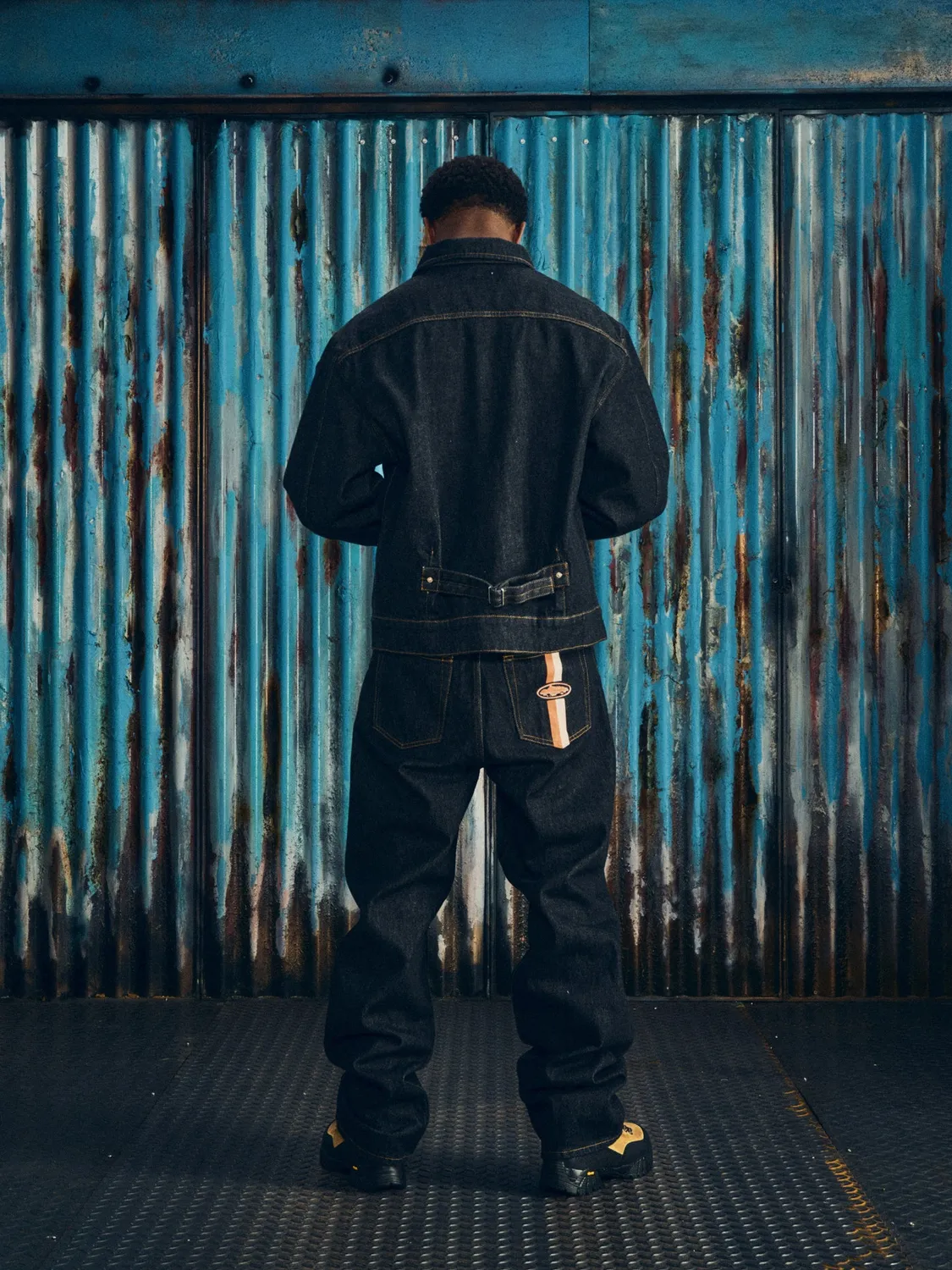 Corteiz Dual Stripe Baggy Jeans Washed Black